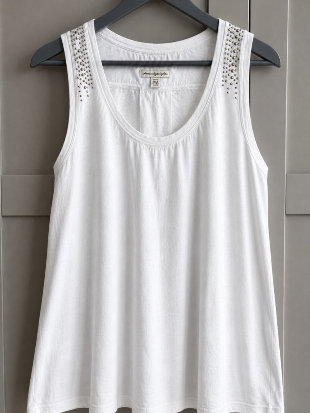American Eagle White Studded Tank Top – Soft Cotton, XL